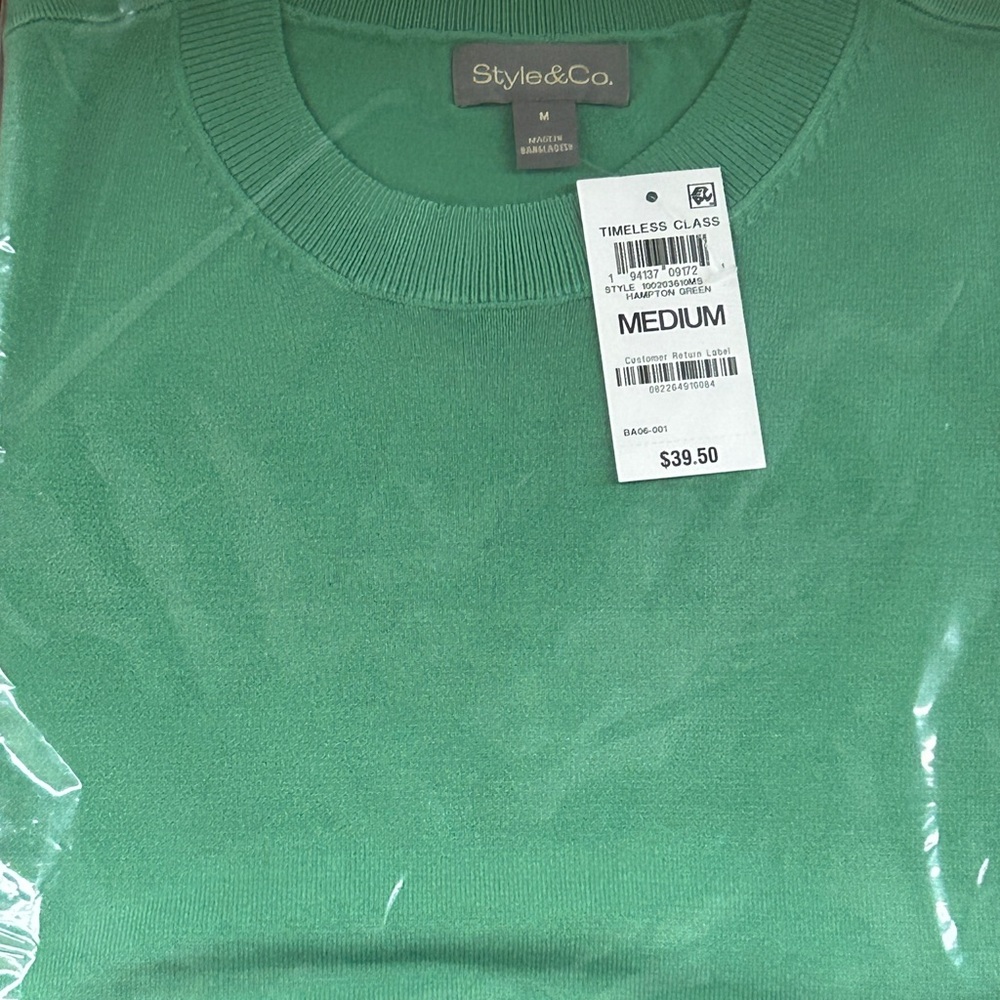 Hampton Green Crew Neck Knit Sweater Short Sleeve Size Medium New With Tags - Picture 8 of 8